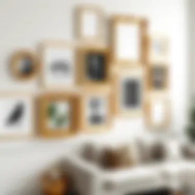 Stylish grouping of gold frames on a gallery wall