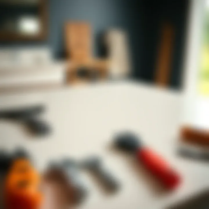 Tools for Efficient Vanity Top Installation Installation tools laid out for vanity top installation