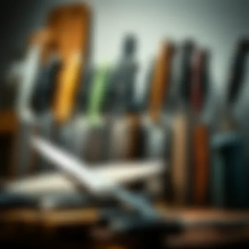 Assortment of high-quality kitchen knives showcasing various designs and materials
