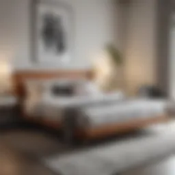 Elegant full-size bed frame in a modern bedroom setup