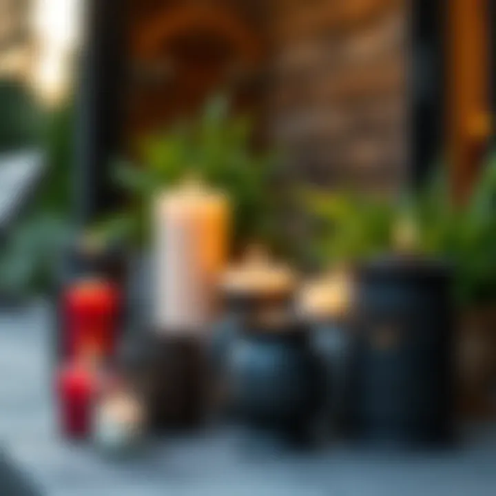 Variety of decorative outdoor candles