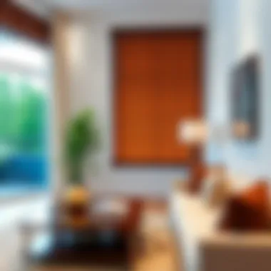 Elegant brown blinds enhancing a modern living room