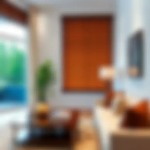 Elegant brown blinds enhancing a modern living room