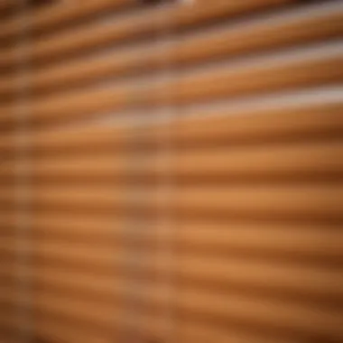 A close-up view of textured brown blinds showcasing craftsmanship