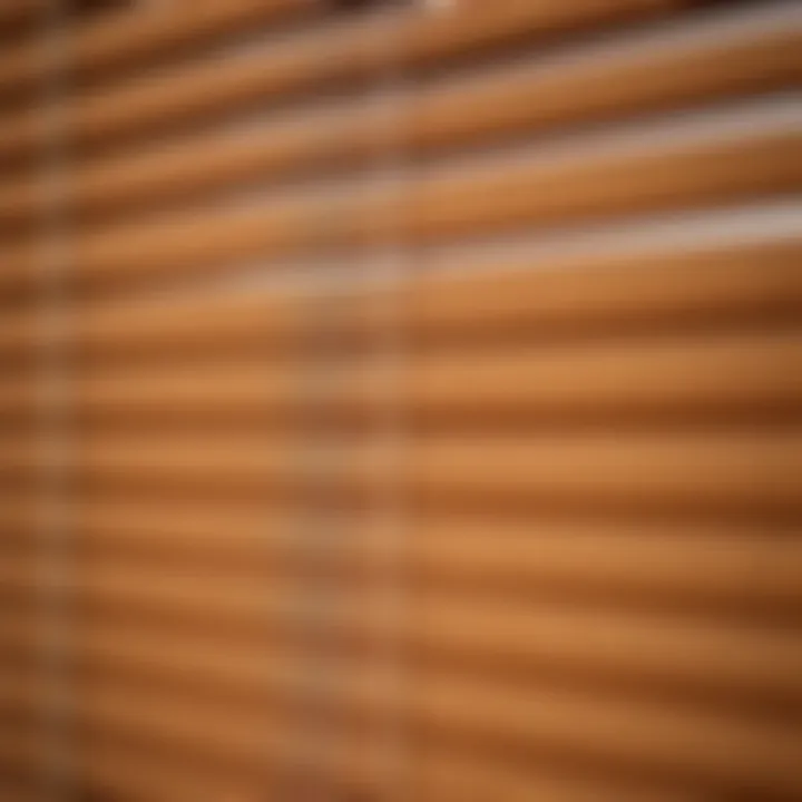 A close-up view of textured brown blinds showcasing craftsmanship