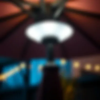 Functional Lighting Feature of a Patio Umbrella Close-up of a patio umbrella's lighting feature, highlighting its functional design for nighttime use
