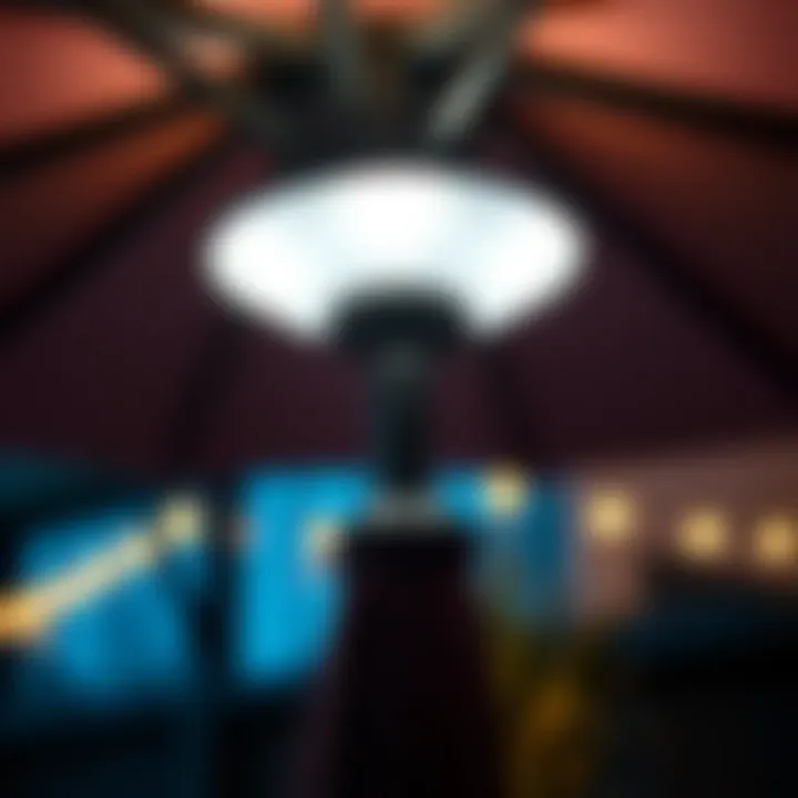 Functional Lighting Feature of a Patio Umbrella Close-up of a patio umbrella's lighting feature, highlighting its functional design for nighttime use