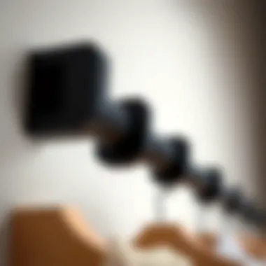 A close-up of installation components for a mobile closet rod