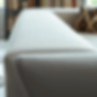 Close-up of cloud sectional sofa fabric and texture