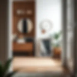 Elegant shoe hook rack in a modern entryway