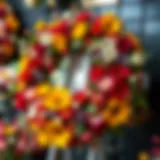 A beautifully arranged artificial floral wreath showcasing vibrant colors and intricate details.