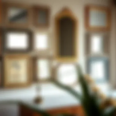 Variety of Frame Styles for Unique Aesthetics Diverse frame styles for mirrors displayed on a wall