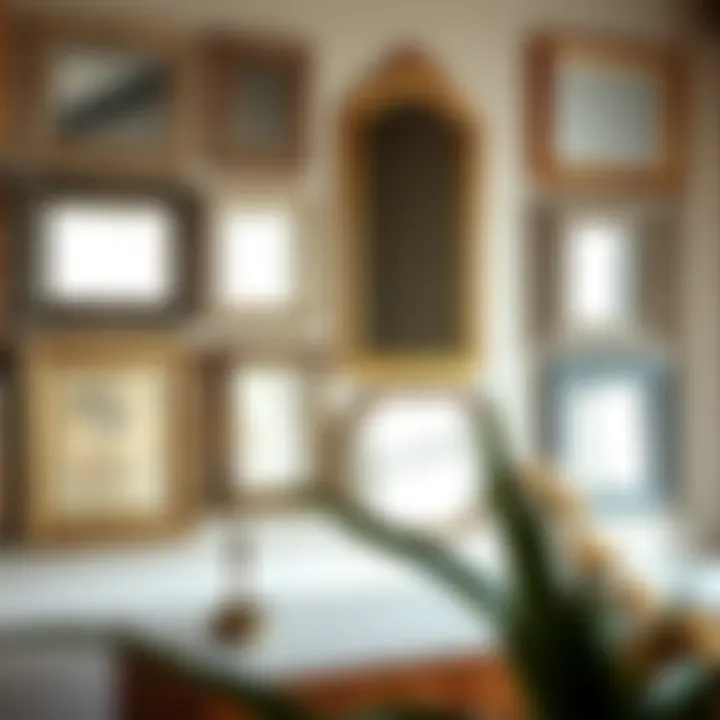 Variety of Frame Styles for Unique Aesthetics Diverse frame styles for mirrors displayed on a wall