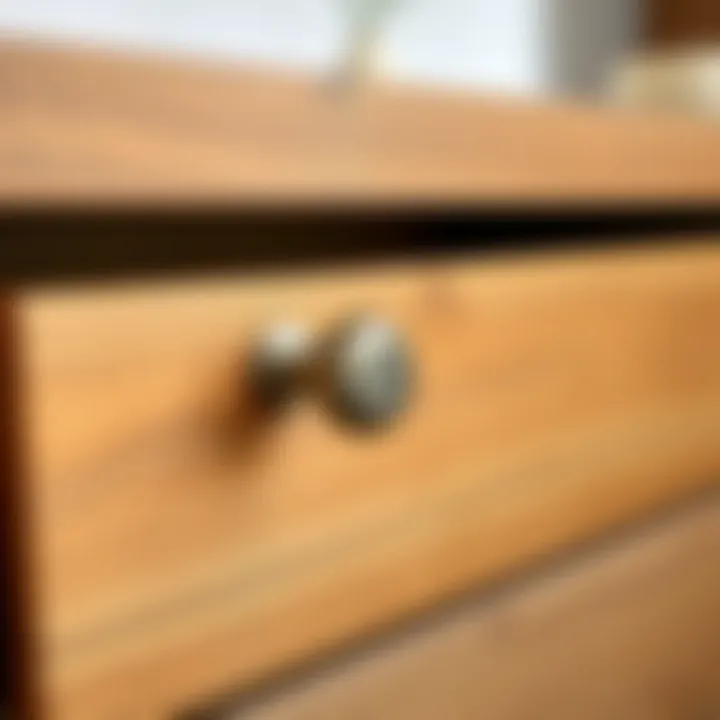 Installation of a handle on a wooden drawer