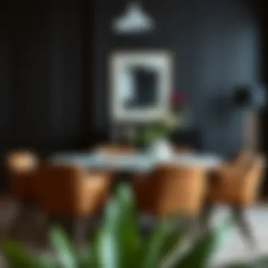 Stylish Arrangement of Dining Chairs Stylish arrangement of leather dining chairs around a table