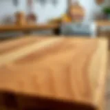 Close-up of a beautifully crafted pine butcher block showcasing its grain patterns