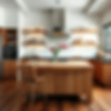 Pine Butcher Block as the Focal Point of Contemporary Design A modern kitchen featuring a stunning pine butcher block as a centerpiece