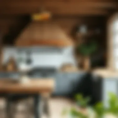 Rustic Charm Enhanced by Pine Butcher Block A rustic kitchen atmosphere enhanced by a sturdy pine butcher block