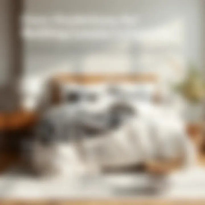 Illustration of care guidelines for maintaining a seven-piece king bedding set, including washing and storage tips.