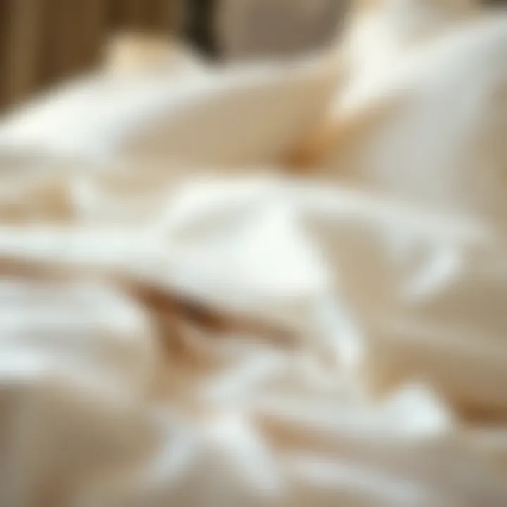 A close-up of luxurious fabrics used in a seven-piece king bedding set, highlighting softness and quality.