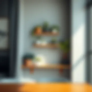 Minimalist corner shelf integrated into modern decor