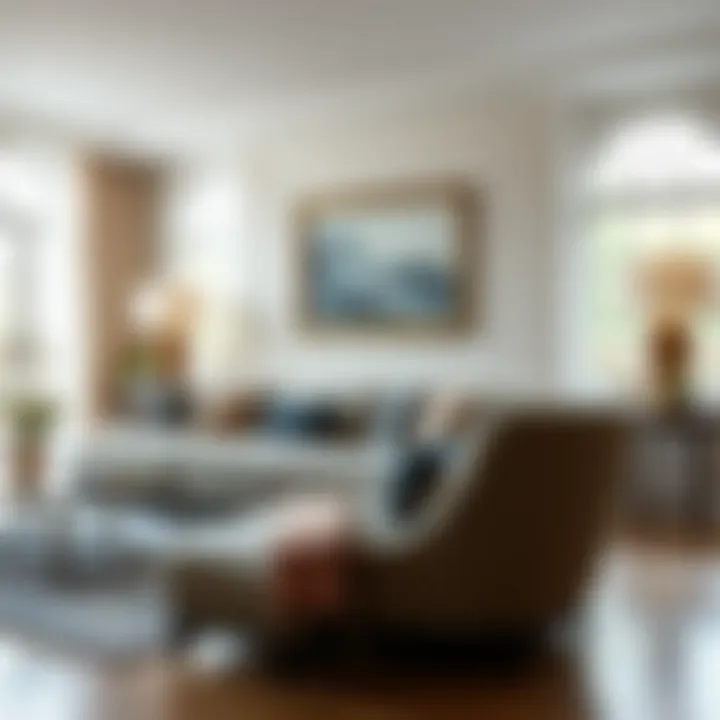 Elegant living room featuring a stylish couch and accent chair