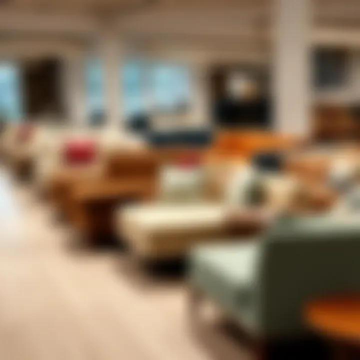 Diverse styles of couches and accent chairs in a showroom