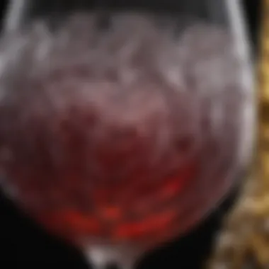 Close-up of the intricate design of a giant wine glass furniture piece.