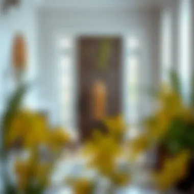 Inviting Entryway with Tall Vase and Greenery An inviting entryway featuring a tall vase with greenery