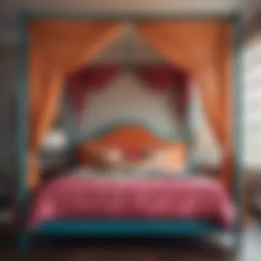 Colorful Canopy Bed Arrangement Creative use of color and textures in a canopy bed arrangement