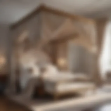 Luxurious Canopy Bed Luxurious canopy bed draped in elegant fabric