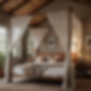 Rustic Canopy Setup Cozy bedroom ambiance created with a rustic canopy setup