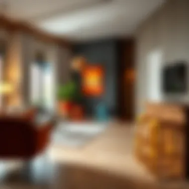 Stylish Living Area with Colorful Bar Stools Colorful bar stools in a stylish living area