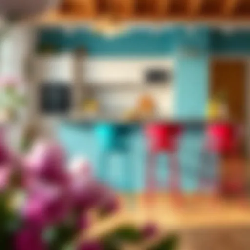 Vibrant bar stools enhancing a modern kitchen