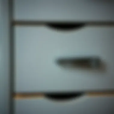 Textural Beauty in Grey Design Close-up of the texture and finish of a grey 6 drawer unit