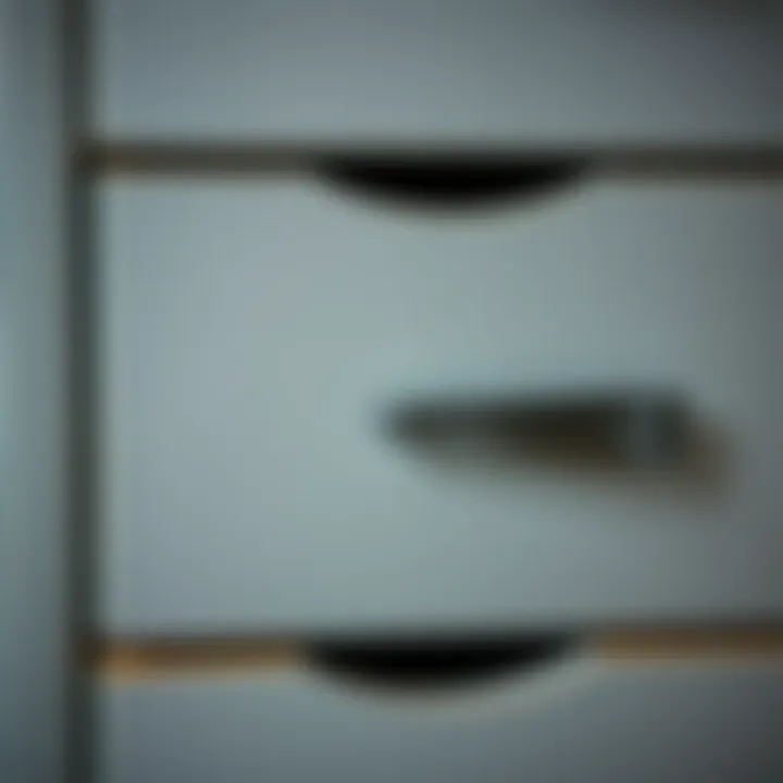 Textural Beauty in Grey Design Close-up of the texture and finish of a grey 6 drawer unit