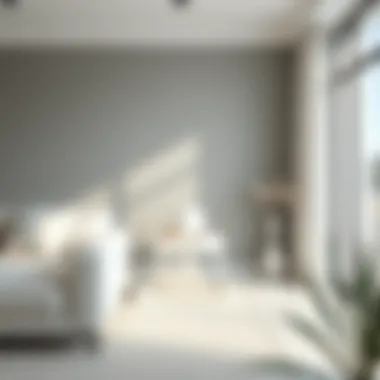 Minimalist design featuring a white side table and decorative elements