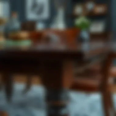 Close-up of dark brown dining furniture showcasing craftsmanship details