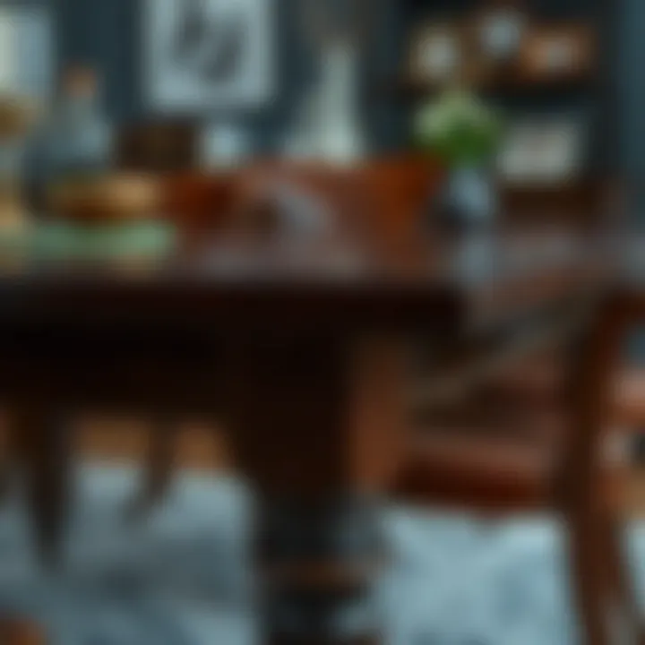 Close-up of dark brown dining furniture showcasing craftsmanship details