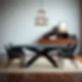 Elegant dark brown dining table set against a minimalist backdrop
