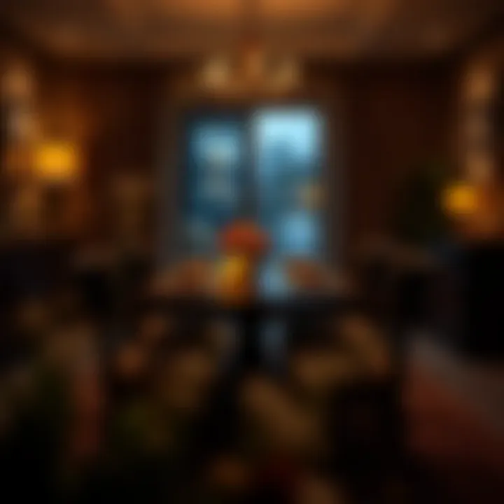 Warm ambiance created by dark brown dining set during evening