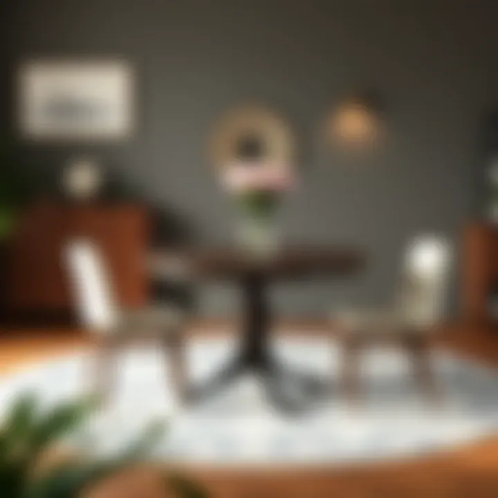 Stylish vintage round dining table set in a modern dining room