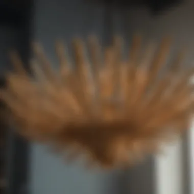 Close-up view of a handcrafted bamboo chandelier