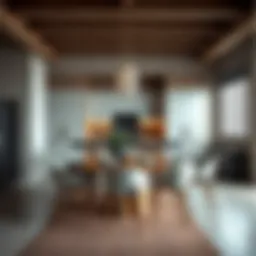 Stylish bar top kitchen table set in a modern dining space