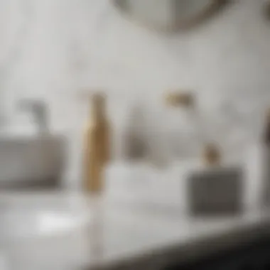 Sophisticated Marble Aesthetic Elegant marble bathroom accessory set arranged on a countertop