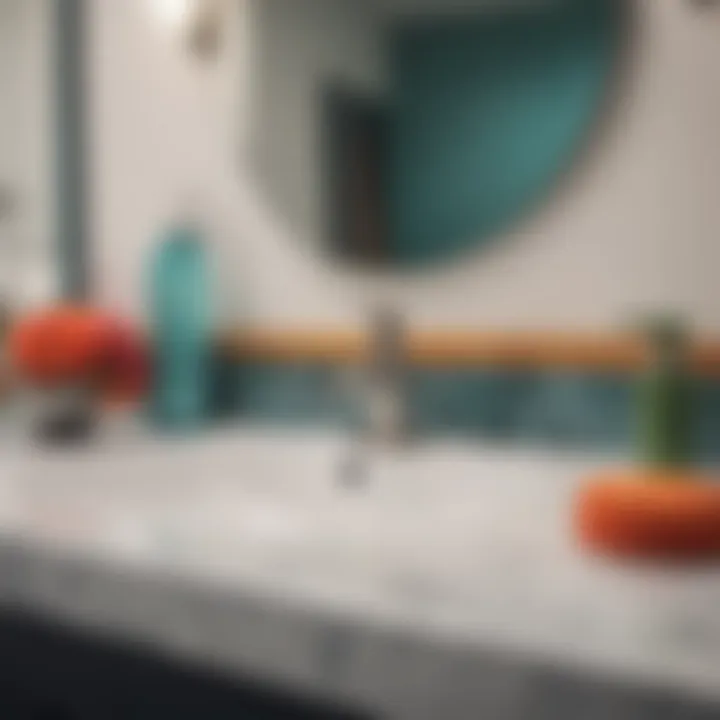 Vibrant colored accessory set adding character to the bathroom