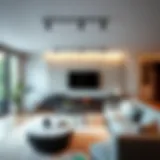 Elegant battery track lighting installation in a modern living room