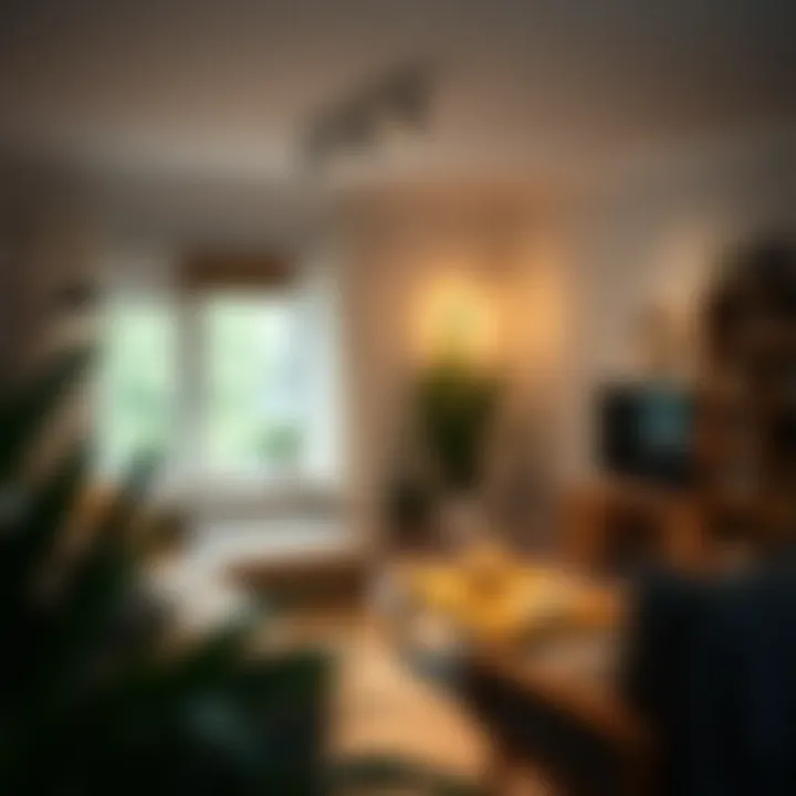 Energy-efficient LED battery track lighting in a cozy setting