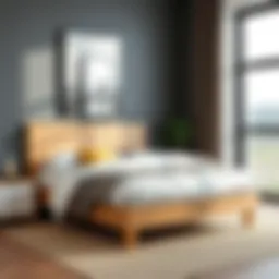 Elegant 12-inch high wooden bed frame in a modern bedroom setting