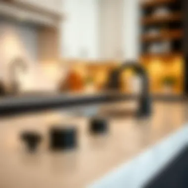 Stylish black cabinet knobs enhancing kitchen aesthetics